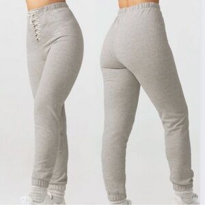 NWT Joah Brown Lace Up Jogger Classic Grey French Terry